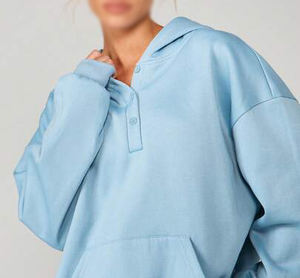 Pulls à capuche unisexes à col en V, vente en gros, logo personnalisé, fournisseur de streetwear, OEM ODM, fabricant de sweats à capuche décontractés à col en V - Product Image 4