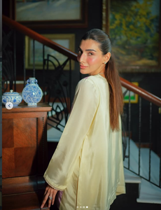 Haut court élégant en satin de soie pour femme, réversible, protection solaire, coupe classique, blocs de couleur, brodé, style traditionnel indien pakistanais - Product Image 2