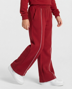 Pantalon de jogging décontracté surdimensionné respirant en molleton premium pour garçon, coupe large, avec détails contrastants cerise personnalisés - Product Image 3