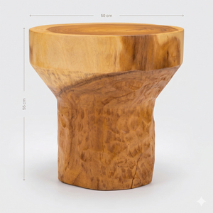Taburete Otomano de Madera de Suar con Acabado Honey, Mesa Auxiliar de Diseño Rústico, Calidad Premium, Madera Sólida de Niwara Bisoepo para Sala de Estar - Product Image 2