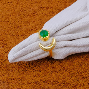 Green Onyx Crescent Moon <b>Statement</b> <b>Ring</b>-18k Gold Plated Adjustable Celestial <b>Ring</b>-Handmade Gemstone Boho Jewelry Wedding Gift R - Product Image 4