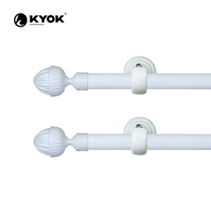 KYOK Tringles à rideaux doubles avec embouts élégants Décoration de fenêtre noire mate pour hôtels - Product Image 2