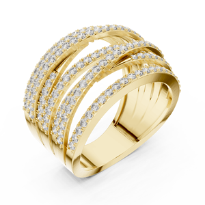 Round Cut Lab Grown Diamond 14K 18K Solid Gold Multi Row Pave Diamond Band 1.20CT DEF VVS Bridal Wedding <b>Ring</b> Fine Jewelry ODM - Product Image 3