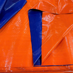 Heavy Duty PE Tarpaulin <b>Fabric</b>, Blue / Orange, High Durability, Large Capacity, Custom Colors, Custom Sizes, Wholesale - Product Image 1