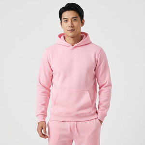 Chándal Unisex Rosa con Capucha, Manga Larga, Color Sólido, Ropa Casual, Transpirable, Algodón, Corte Regular, Atuendo de Otoño - Product Image 5
