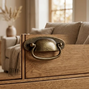 Poignée de tiroir ovale industrielle en fonte traditionnelle pour armoire, cuisine, salon, meubles - Durable - Product Image 1