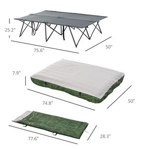 Lettino da Campeggio Pieghevole Portatile per 2 Persone con Materasso Gonfiabile e Cuscini Comfort, Sacco a Pelo per Esterni e Borsa per il Trasporto Inclusa - Product Image 3