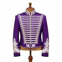 Veste Hussarde Unisexe Blanche 100% Polyester Haute Qualité pour l'Été, Tunique Cérémonielle Napoléonienne avec Broderie Dorée et Perles