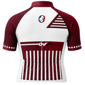 Maillot de cyclisme blanc bordeaux à manches courtes, fermeture éclair intégrale, séchage rapide, respirant, pour vélo de route, entraînement de performance, vêtements de sport - Product Image 2