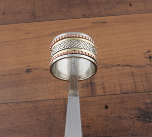 925 Sterling Silver <b>Spinner</b> <b>Ring</b> Handmade Copper Doted Fidget <b>Ring</b> for Anxiety Meditation Band Two Tone Jewelry Wholesale - Product Image 1