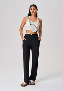 กางเกงวอร์มออกกำลังกายผู้หญิง ทรงหลวม สไตล์ลำลอง ขากว้าง แฟชั่น เอวยางยืด ระบายอากาศได้ดี เหมาะสำหรับเล่นกีฬา เอวสูง - Product Image 3