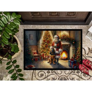 Bloodhound Santa Claus Felpudo Antideslizante Lavable Low Pile 18H X 27W para uso en interiores y exteriores Nueva alfombra de entrada para puerta delantera - Product Image 3