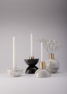 Modern Gold Multi Arm <b>Candelabra</b> With Green Marble Base Elegant Dual Taper Candle Holder For Luxury Tabletop Decor - Product Image 2