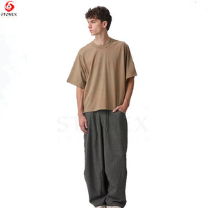 Men's Blank <b>Boxy</b> <b>T</b>-<b>Shirt</b> Heavy Cotton Oversized Streetwear Eco-Friendly Breathable Custom Printing Embroidery Private Label OEM - Product Image 3