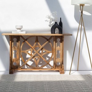 Mesa Consola de Madera Vandana Lunaris Pebble, Mueble de Acento Minimalista de Madera Sólida Moderna - Product Image 1