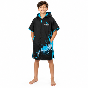 Poncho de Baño con Capucha para Niños, Impermeable, Cortavientos, de Secado Rápido, para Natación, Surf y Playa - Product Image 1