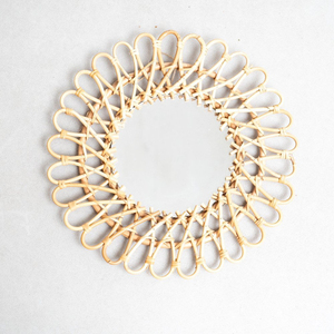 Hand woven wall-<b>hanging</b> <b>mirror</b> natural scallop rattan wall <b>mirrors</b> customize design accepted - Product Image 4