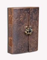 Journal en cuir véritable Fleur de jardin Cahier d'écriture gaufré fait à la main Bloc-notes quotidien non doublé Papier de coton Meilleur cadeau pour unisexe