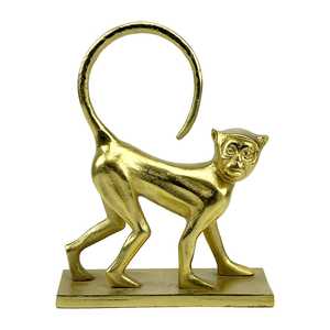 Jaffs Exports 26cm H X 9cm W X 20cm L Golden Monkey Sculpture Artistic Figurine Modern Design Eco-Friendly Aluminium Tabletop - Product Image 1