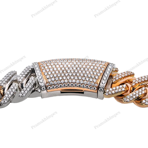18MM 26" <b>Three</b> Tone VVS Moissanite Sterling Silver Gold Plated Hip Hop Cuban Chain Necklace for Men - Product Image 2