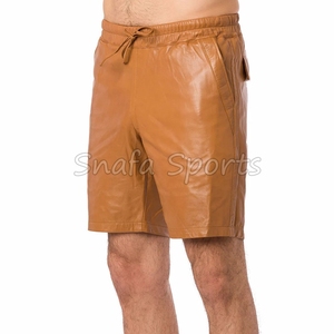 กางเกงขาสั้นหนังผู้ชายรุ่นใหม่ สั่งทำได้ ใส่ลำลองและออกกำลังกายได้ มีเชือกผูกเอว ขายแล้ว - Product Image 3