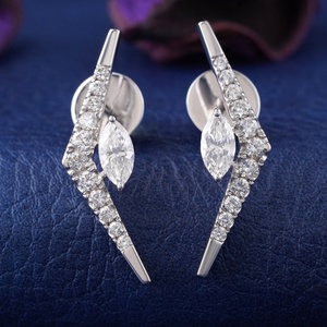 0.94 CT Marquise Lab Grown Diamond Drop Earrings 14K White Gold Prong VVS1 Clarity Cushion Princess Cut Yellow Gold Jewelry - Product Image 1
