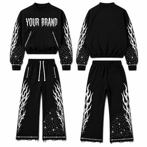 360G Heavy Cotton Unisex Tracksuit Set Custom Print Pullover Hoodie Jogger Pants 2 Piece Heavyweight Streetwear Winter <b>Sweatsuit</b> - Product Image 1