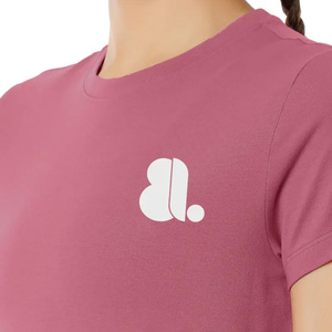 Women's <b>Pink</b> Crew Neck Short Sleeve T-Shirt Regular Fit Solid Color Breathable Eco-Friendly Casual Nonwoven 100% Organic Cotton - Product Image 6