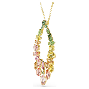 Luxury Gold Plated Pendant Necklace With Crystal Rhinestones Multi Color Pear Cut Stones <b>Box</b> Chain Women <b>Party</b> Jewelry - Product Image 3