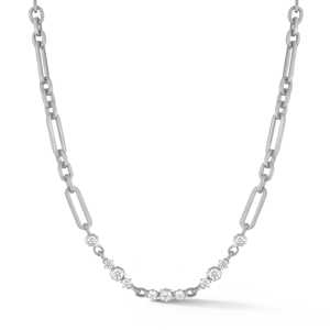 14K <b>Solid</b> Gold Cut Lab Grown Diamond Link <b>Necklace</b> Pave Set 18 Inch Paperclip Layering Cable Chains Wedding Party Gift Women - Product Image 5