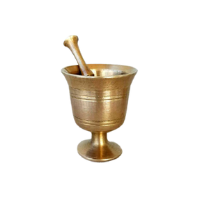 Mortero y pilón de latón color dorado, diseño clásico, forma redonda, para accesorios de cocina. - Product Image 5
