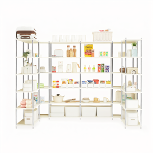 Estante Esquinero Modular con Marco Metálico 4400 D 6T Blanco/Plateado, Organizador de Almacenamiento para el Hogar - Product Image 2