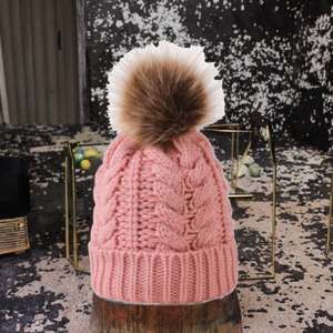 Unisex Solid Color Knit Beanie Hat 100% Acrylic Cuffed <b>Winter</b> <b>Cap</b> Casual Style for Adults Gray Pom Pom - Product Image 3