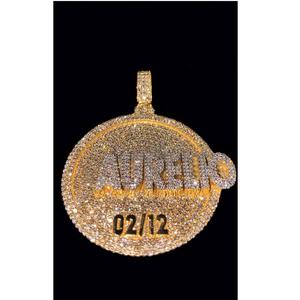 Colgante de Plata 925 Bañado en Oro Rosa 3D Personalizado con Moissanita VVS que Pasa la Prueba del Diamante, Estilo Hip Hop Iced, Certificado IGI, Joyería Fina para Hombre - Product Image 1