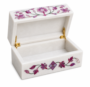 Boîte à bijoux rectangulaire moderne en nacre, motif floral, de qualité supérieure, Stonecrafts International, pour filles, emballée en carton - Product Image 1
