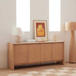 Mueble de Salón Moderno de Madera Maciza con 4 Puertas Planas, Mueble de Almacenamiento Minimalista para Interiores Minimalistas - Product Image 6