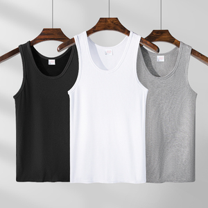 Débardeur côtelé sans manches en coton élastique de haute qualité, personnalisable avec logo, confortable, pour hommes, idéal pour la gym et le fitness, équipement de sport robuste. - Product Image 2