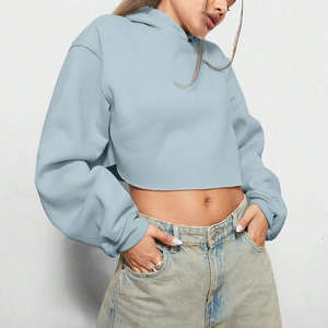 Conjunto Deportivo de 2 Piezas para Mujer, Primavera 2025, OEM, Personalizado, Top Corto y Sudadera con Capucha Oversize - Product Image 4