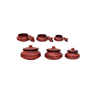 Traditional Natural Terracotta <b>Clay</b> Handi with Lid (<b>Set</b> of 3) Handmade Eco-Friendly Fade Resistant SwamiG TradeX - Product Image 2