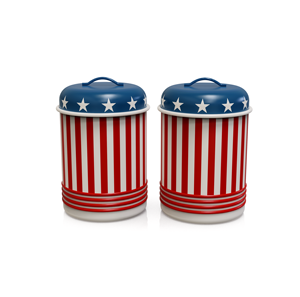 Contenants à épices en métal avec couvercles hermétiques, design drapeau américain, forme cylindrique, empilables, pour une utilisation en cuisine, préservation de la fraîcheur - Product Image 1