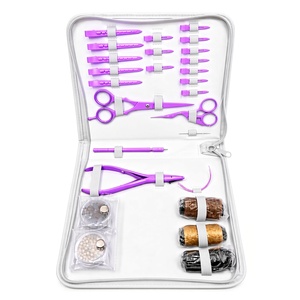 Kit d'outils de coiffure professionnel haut de gamme 100 % acier inoxydable – Pinces, ciseaux, pinces de sectionnement, aiguille à boucle, étui – Blanc - Product Image 4