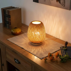 Premium Woven <b>Bamboo</b> <b>Table</b> Lamp Natural Wood Boho <b>Bedside</b> Light Handcrafted Rattan Night Decor Supplier Manufacturer - Product Image 6