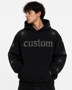 <b>Top</b> Regular fit diamond pocket Rhinestone Embellished Hoodie Premium Quality Fashion Streetwear Clothing Manufacturer <b>Crystal</b> - Product Image 1