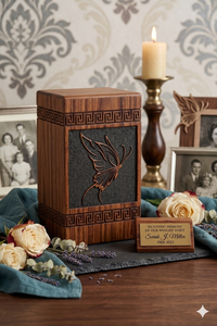 Urna Funeraria de Madera para Adultos, Urna Conmemorativa con Mariposa Tallada, Ataúd de Recuerdo, Tamaño Personalizado, Suministros Funerarios - Product Image 2