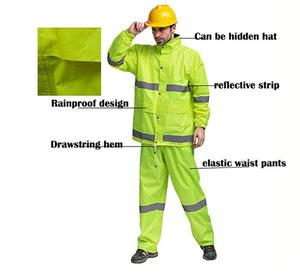 Men's High Visibility <b>Waterproof</b> <b>Work</b> Suit Reflective Safety Jacket Pants Set Polyester Uniform Outdoor Protection - Product Image 3