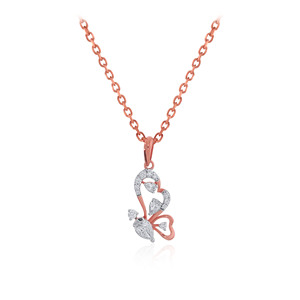 Pendentif en or rose 14 carats avec diamants ronds taille brillant, bijou tendance pour femme, à porter au quotidien - Product Image 1
