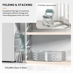 2pcs Blue Transparent Foldable Patio Plastic Folding Chairs - Product Image 6