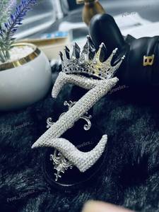 Iced Out Custom Letter Moissanite Diamond Pendant Hip Hop 925 <b>Silver</b> Bing Crown Design Statement Birthday Gift Pendant - Product Image 2