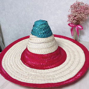 Sombrero Mexicano con Pompones, Sombreros de Paja Estilo Vaquero para Fiestas, Decoración, Bodas, Regalos de Verano, Manualidades - Product Image 1