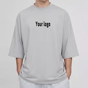 Nouveauté : T-shirt col rond personnalisé avec logo imprimé numériquement, couleur personnalisée, épaules tombantes, écologique, respirant, 100% coton, style Hip Hop - Product Image 4